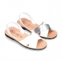 Nappa leather Menorquina sandals with crossed straps.