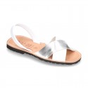 Nappa leather Menorquina sandals with crossed straps.