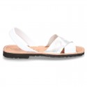 Nappa leather Menorquina sandals with crossed straps.