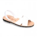 Nappa leather Menorquina sandals with crossed straps.