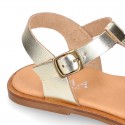 METAL Nappa Leather T-Strap girl sandal shoes.