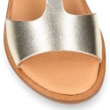 METAL Nappa Leather T-Strap girl sandal shoes.