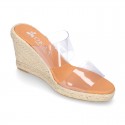 Women VINYL espadrille shoes with wedge.