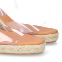 Women VINYL espadrille shoes with wedge.