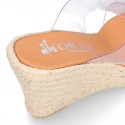 Women VINYL espadrille shoes with wedge.