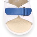 Washable leather Kids sandal shoes with DOUBLE hook and loop strap closure.