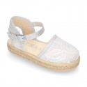 Little Girl Metal Canvas espadrille shoes with LACES design.