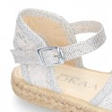 Little Girl Metal Canvas espadrille shoes with LACES design.