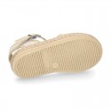 Little Girl Metal Canvas espadrille shoes with LACES design.