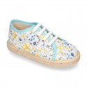 FLOWERS design cotton canvas Kids Bamba style espadrille shoes.