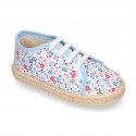 FLOWERS design cotton canvas Kids Bamba style espadrille shoes.