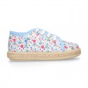 FLOWERS design cotton canvas Kids Bamba style espadrille shoes.