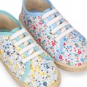 FLOWERS design cotton canvas Kids Bamba style espadrille shoes.