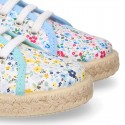 FLOWERS design cotton canvas Kids Bamba style espadrille shoes.