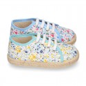 FLOWERS design cotton canvas Kids Bamba style espadrille shoes.