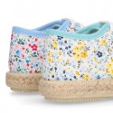 FLOWERS design cotton canvas Kids Bamba style espadrille shoes.