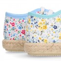 FLOWERS design cotton canvas Kids Bamba style espadrille shoes.