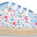 FLOWERS design cotton canvas Kids Bamba style espadrille shoes.