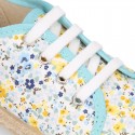 FLOWERS design cotton canvas Kids Bamba style espadrille shoes.