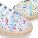 FLOWERS design cotton canvas Kids Bamba style espadrille shoes.