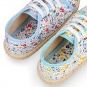 FLOWERS design cotton canvas Kids Bamba style espadrille shoes.