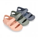 SOLID Colors Kids Jelly shoes with hook and loop strap for the Beach and Pool.