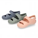 SOLID Colors Kids Jelly shoes with hook and loop strap for the Beach and Pool.