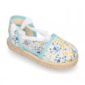 FLOWERS print Cotton Canvas Girl Valenciana style espadrille shoes.