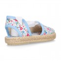 FLOWERS print Cotton Canvas Girl Valenciana style espadrille shoes.