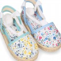 FLOWERS print Cotton Canvas Girl Valenciana style espadrille shoes.