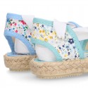 FLOWERS print Cotton Canvas Girl Valenciana style espadrille shoes.