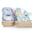 FLOWERS print Cotton Canvas Girl Valenciana style espadrille shoes.