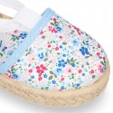 FLOWERS print Cotton Canvas Girl Valenciana style espadrille shoes.