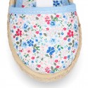 FLOWERS print Cotton Canvas Girl Valenciana style espadrille shoes.