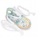 FLOWERS print Cotton Canvas Girl Valenciana style espadrille shoes.