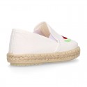 WATERMELON design Cotton canvas Slip on Espadrille shoes with elastic bands for kids.