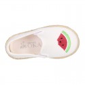 WATERMELON design Cotton canvas Slip on Espadrille shoes with elastic bands for kids.