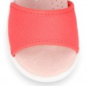 COTTON CANVAS Little Girl Sandal shoes with hook and loop strap closure.