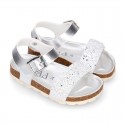 GLITTER METAL Girl sandal shoes BIO style to dress.