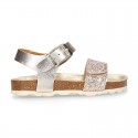 GLITTER METAL Girl sandal shoes BIO style to dress.