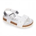 GLITTER METAL Girl sandal shoes BIO style to dress.