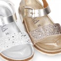 GLITTER METAL Girl sandal shoes BIO style to dress.