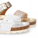 GLITTER METAL Girl sandal shoes BIO style to dress.