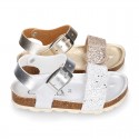 GLITTER METAL Girl sandal shoes BIO style to dress.