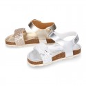 GLITTER METAL Girl sandal shoes BIO style to dress.