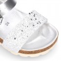 GLITTER METAL Girl sandal shoes BIO style to dress.