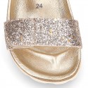 GLITTER METAL Girl sandal shoes BIO style to dress.