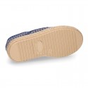 STRIPES design Cotton Canvas Kids Espadrille shoes Laces up style.