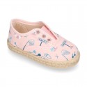 BEACH design cotton canvas Kids Sneaker style espadrille shoes.