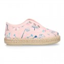 BEACH design cotton canvas Kids Sneaker style espadrille shoes.